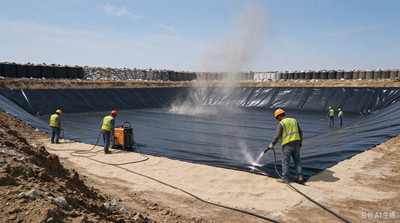 بطانة الغشاء الأرضي HDPE لمكب النفايات.jpg